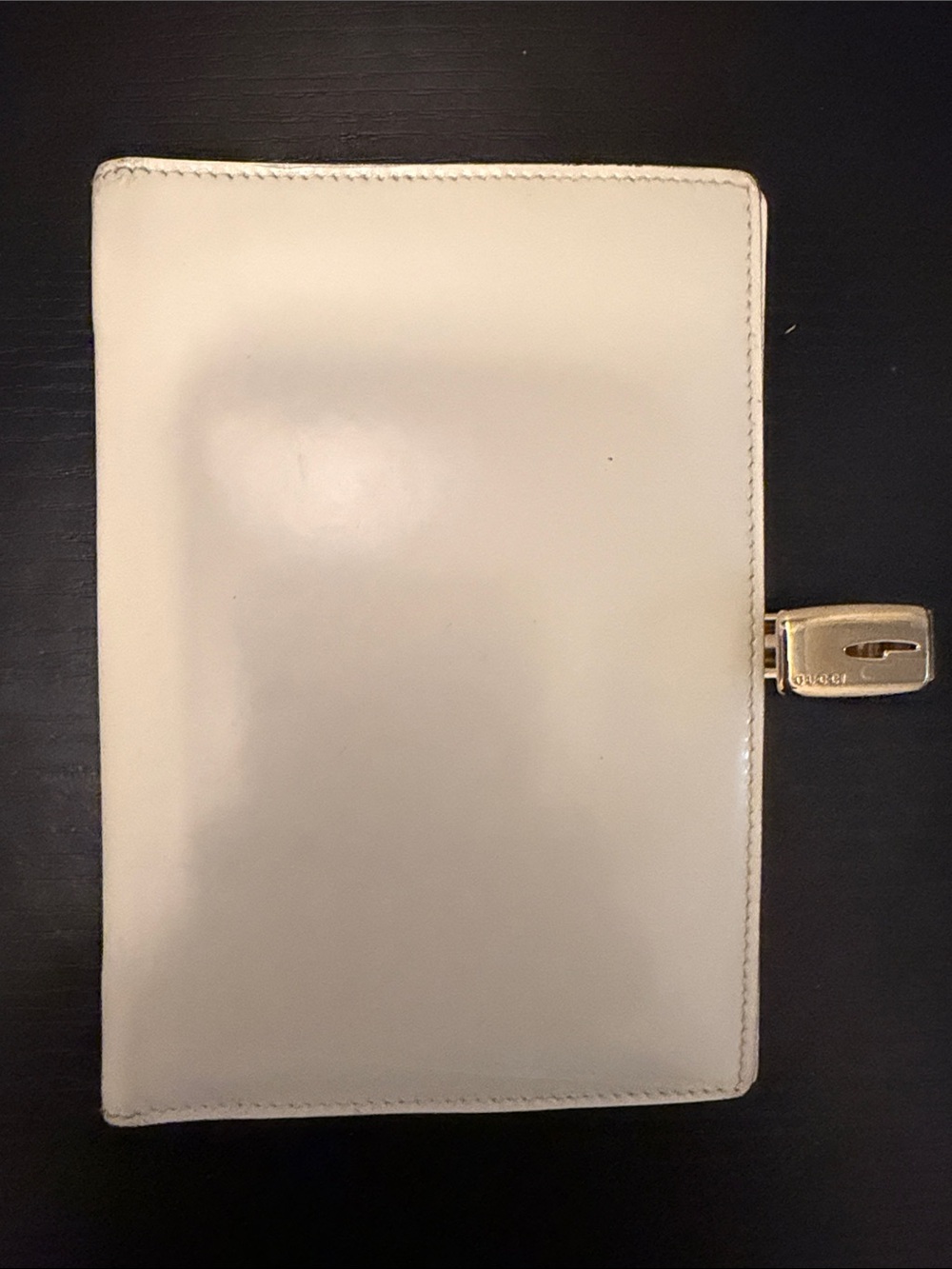 Gucci Cream Leather Agenda Passport Case with Gold-Tone Lock